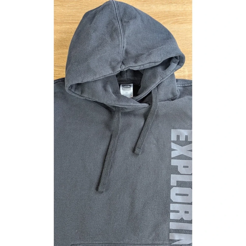 The North Face Mens Hoodie Pullover Sweatshirt Size LARGE Black Red Logo